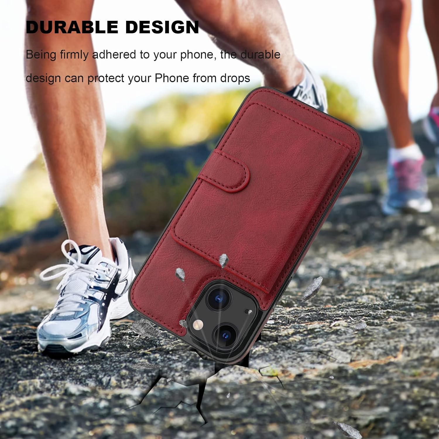 Bocasal Wallet Case for iPhone 13 Compatible with MagSafe Magnetic RFID Blocking Detachable Premium PU Leather Flip Case with Card Slots Holder Kickstand Wireless Charging 6.1 Inch Wine Red