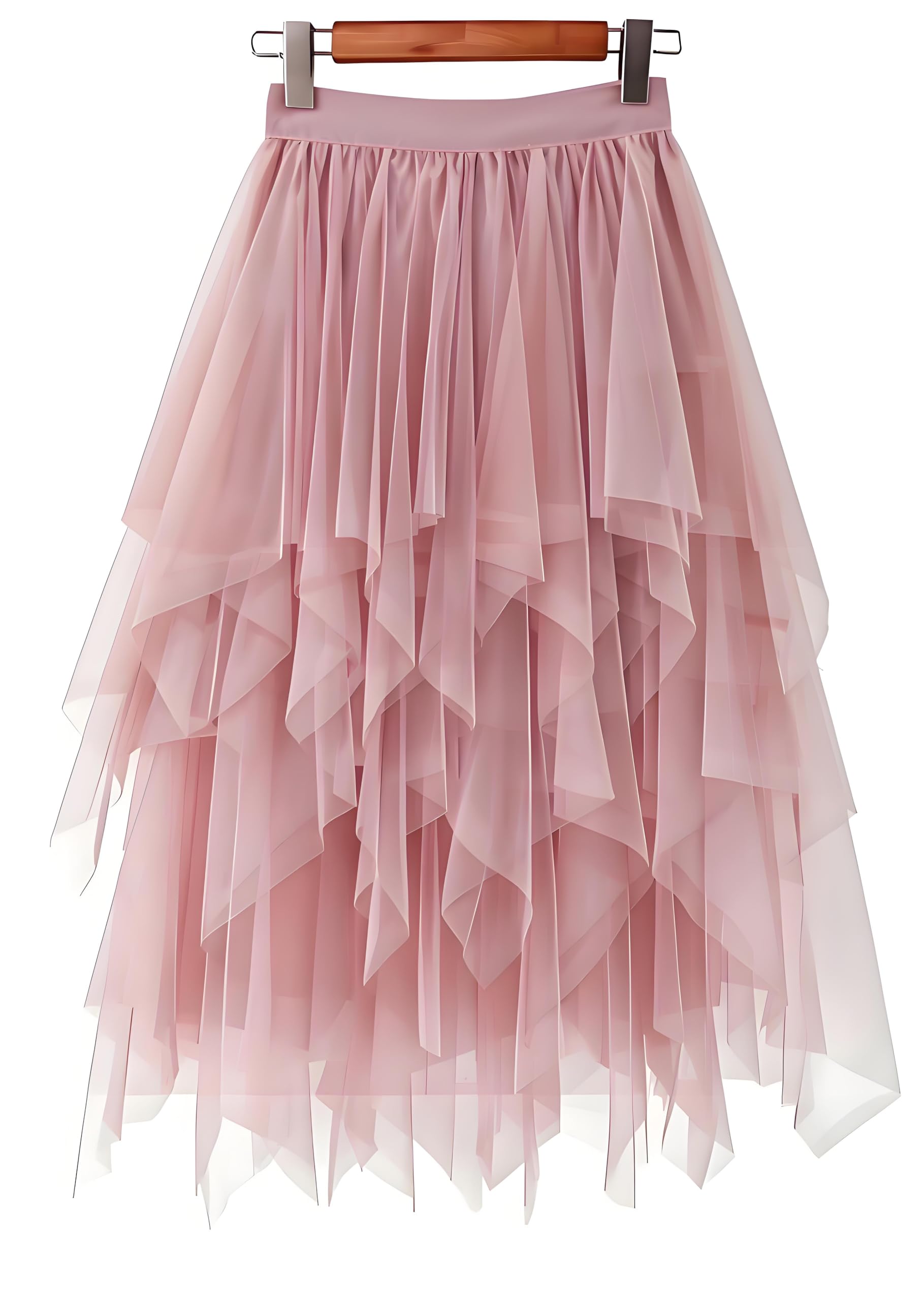 Tulle Skirts for Women, Puffy Skirt Asymmetrical Midi Length Ruffled Tutu Layered Mesh Fairy Skirt