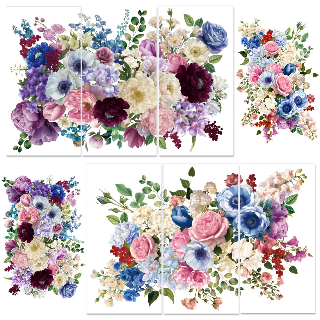 Transfert aquarelle pour meubles et scrapbooking motif roses déco intérieur 15x30cm
