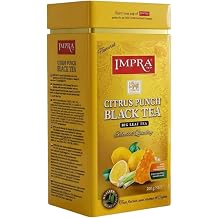 Impra Citrus Punch Black Tea OPA Big Leaf 200g 7.05 oz Pure Ceylon Loose Leaf with Lemongrass & Marigold Zesty Citrus & Honey Notes Premium Tin Caddy