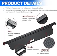 Vista 6 de Powerty Cubierta de carga compatible con Volvo XC90 2023 2016 2017 2018 2019 2020 2021 2022 Cubierta de seguridad retráctil para maletero trasero