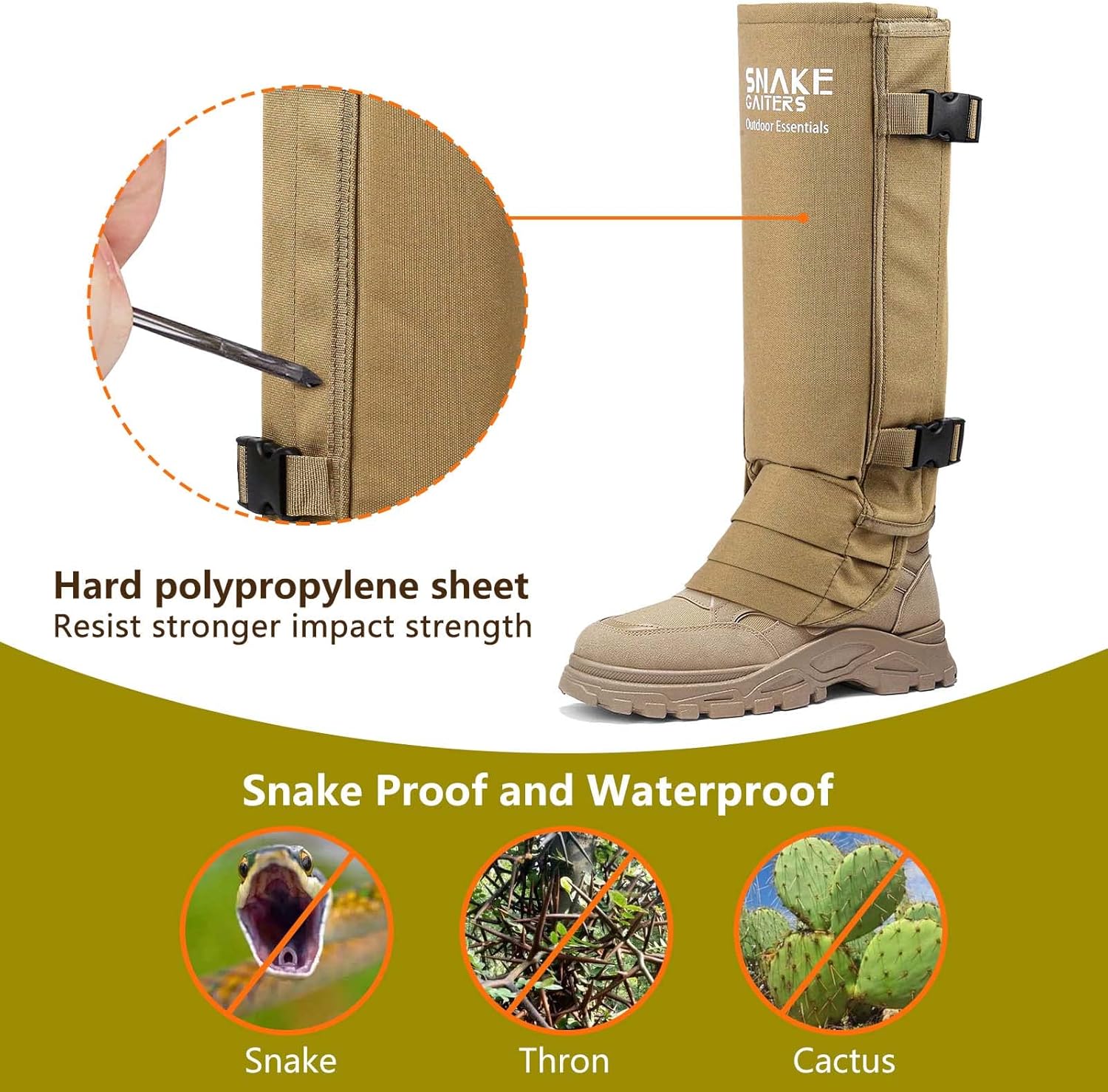 XTSZX Snake Gaiters,Durable Waterproof Snake Guards,Snake Bite Protection for Lower Legs,4 Adjustable Size for Men & Women,Snake Proof Gaiters Fit for Hunting Hiking : Sports & Outdoors