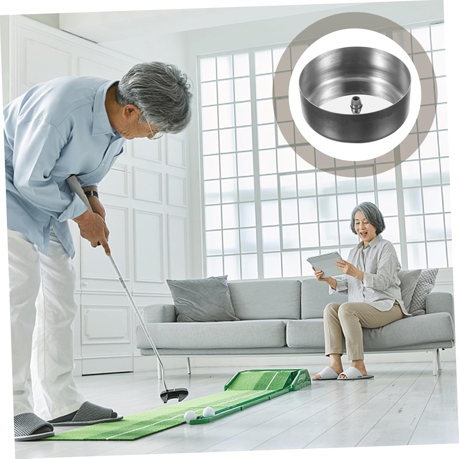 WOONEKY Golf Putting Cups Set with Mini Flags Practice for Home and Garden Training Portable Putting Accessories for Golf Enthusiasts