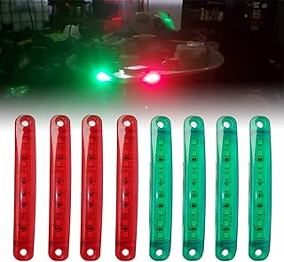 UCINNOVATE 8Pcs Boat Navigation Lights, Stern Lights for Boats, Marine Led Strip Lights for Boat Lights Bow and Stern for For Yacht Fishing Pontoon Boat Sailboat Kayak Bass Boat Vessel(Red & Green)