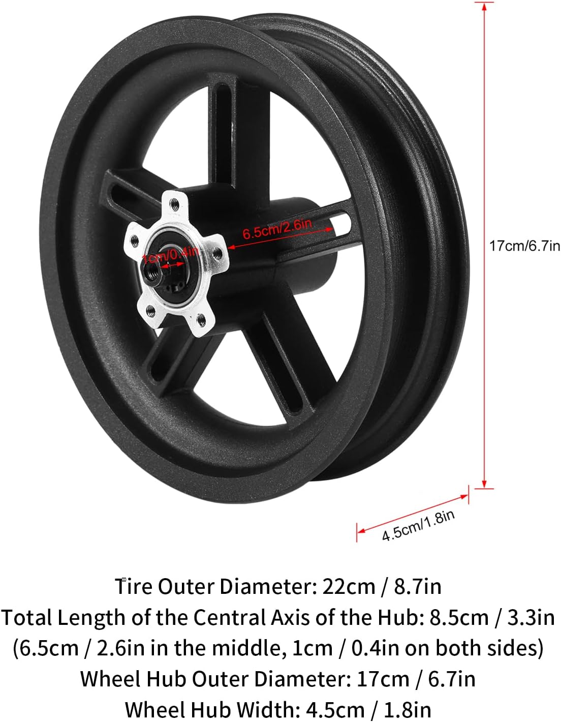 8.5 Inch Rear Tire Set, 8 1/2 X 2 Heavy Duty Rubber Pneumatic for M365 Electric Scooter