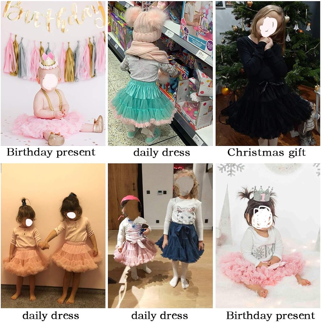 Baby Girls Tutu Skirt Princess Fluffy Soft Tulle Ballet Birthday Party Pettiskirt (9M-8T) : Clothing, Shoes & Jewelry