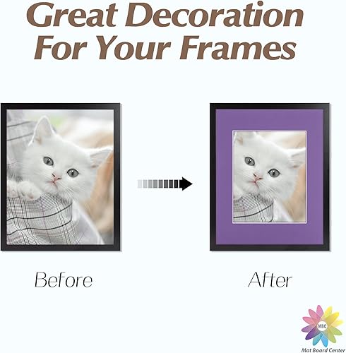 Miniatura 6 de Mat Board Center, paquete de 10, 11 x 14 para alfombrillas de color violeta africano de 8 x 10 pulgadas, sin ácidos, grosor de 4 capas, núcleo