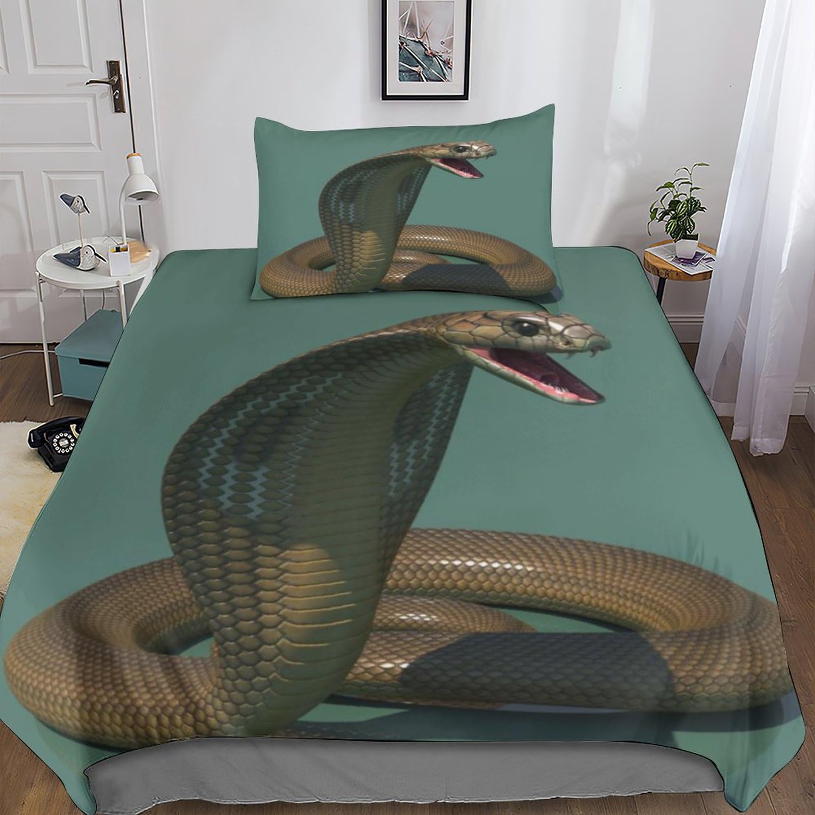 Parure de lit serpent motif 3D en microfibre premium douce et hypoallergénique