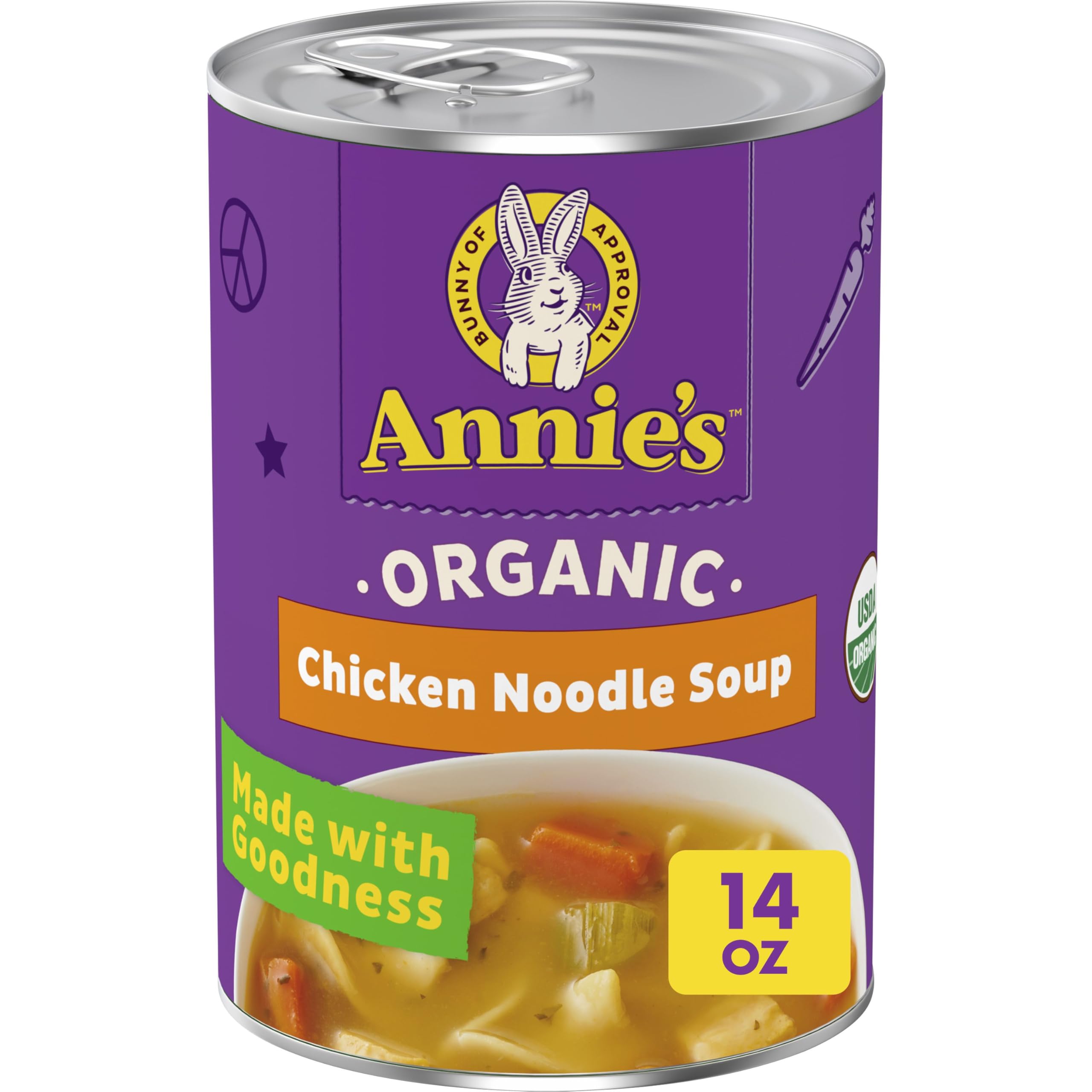 Annie’s Organic Chicken Noodle Canned Soup, Ready To Serve, 14 oz