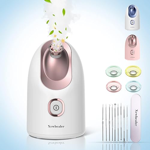 Newbealer Vaporizador facial, mini vaporizador facial de aroma, humidificador facial de niebla caliente nano iónico para limpieza profunda facial,