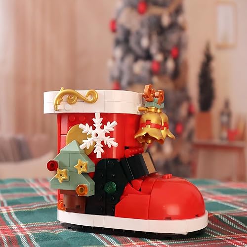 Miniatura 3 de Juego de construcción de botas de nieve de Navidad, compatible con ladrillos de construcción de Navidad Lego, lindo juego de bloques de regalo de