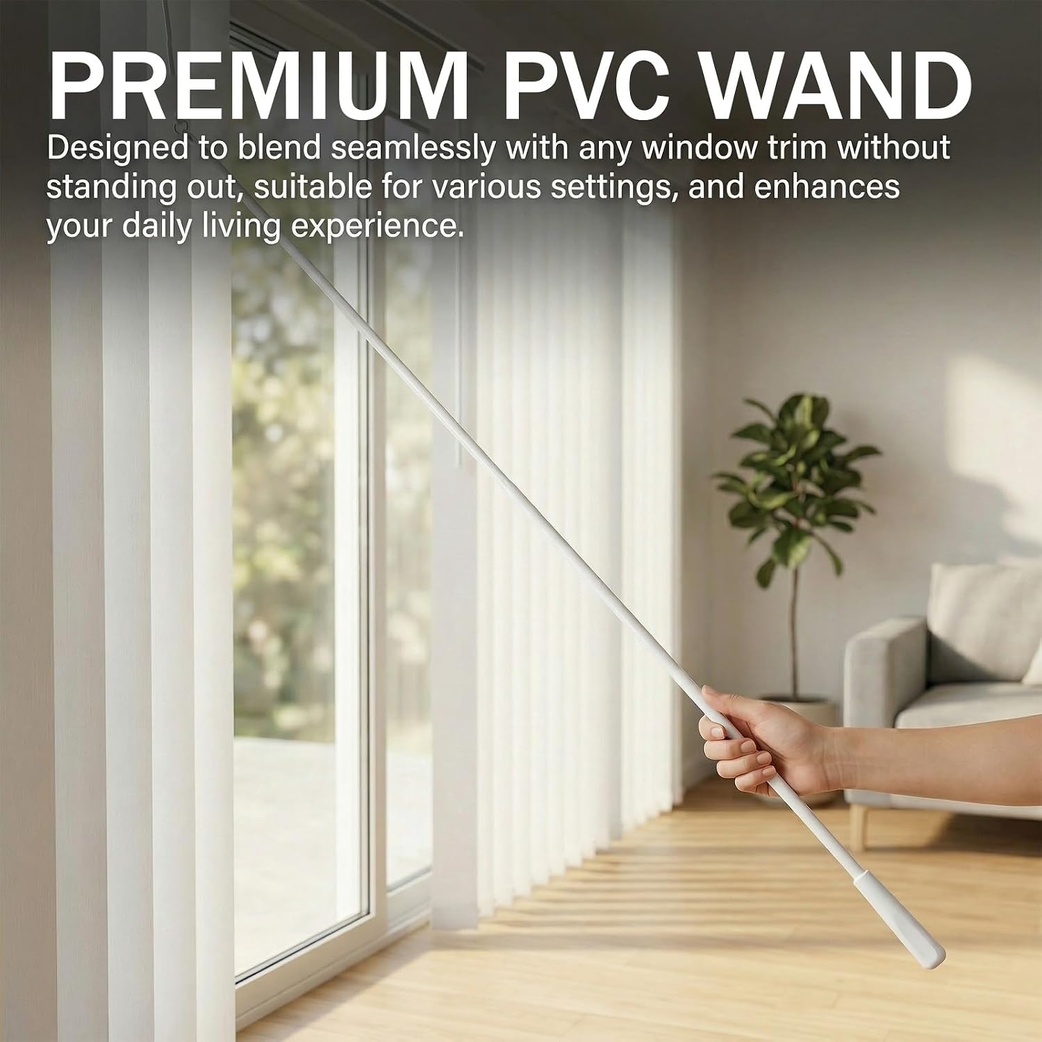 6 Pcs Blinds Wand Replacement 36 Inch Long Vertica Blind Wand with Handle and Hook White Fiberglass for Door Shades Windows Curtain Opener Accessory