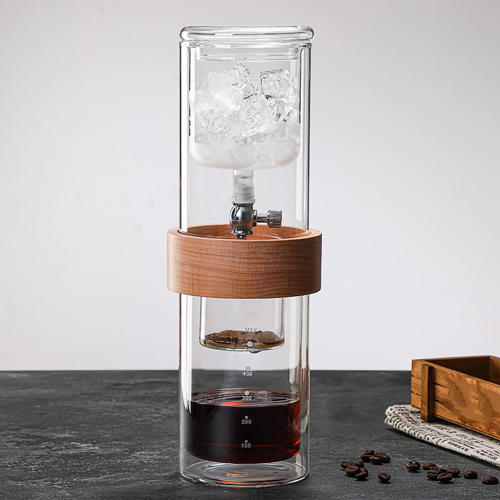 Cafetera Cold Brew, válvula de goteo ajustable, vidrio de borosilicato de 500 ml, cafetera espresso suave para el hogar o cafetería, duradera y fácil de limpiar