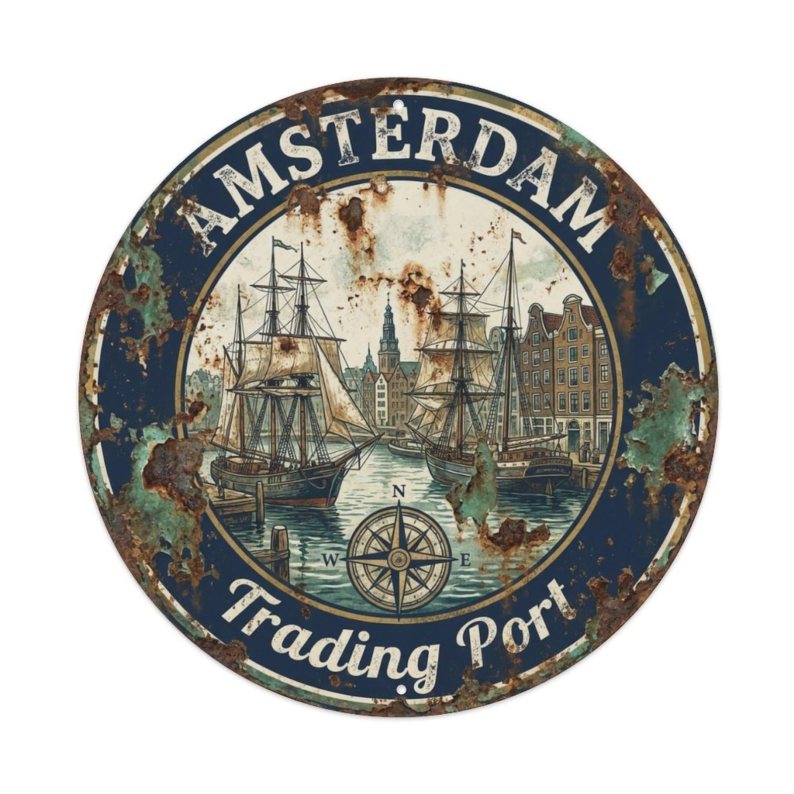 Vintage Travel Amsterdam Netherlands Journey Metal Tin Sign