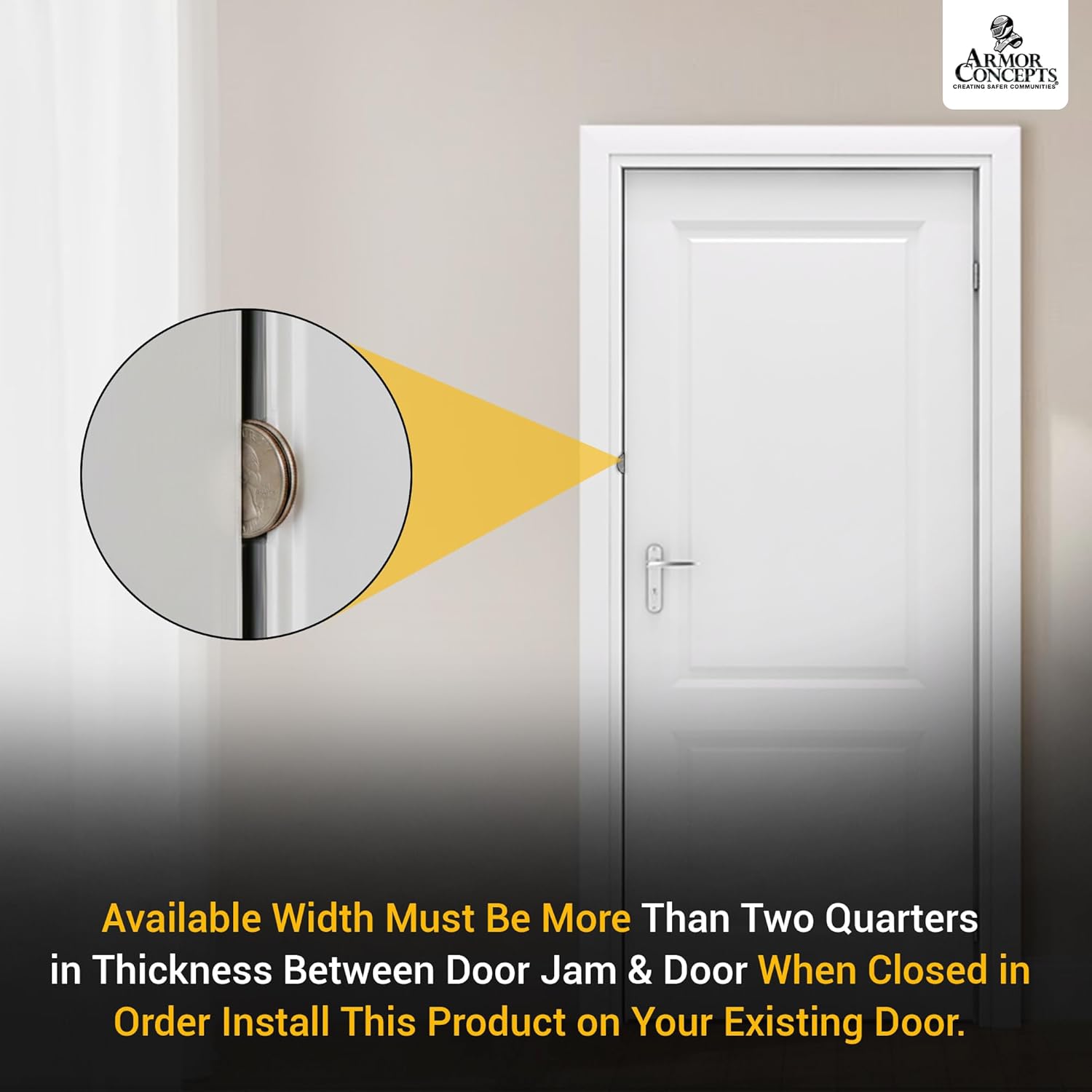 Door Armor MINI 3-Piece Door Reinforcement Kit – Door Jamb & Frame Security Plate for Anti Kick-in Protection, Front Door Security Device, Deadbolt Reinforcement Plate, Made in USA (Satin Nickel)