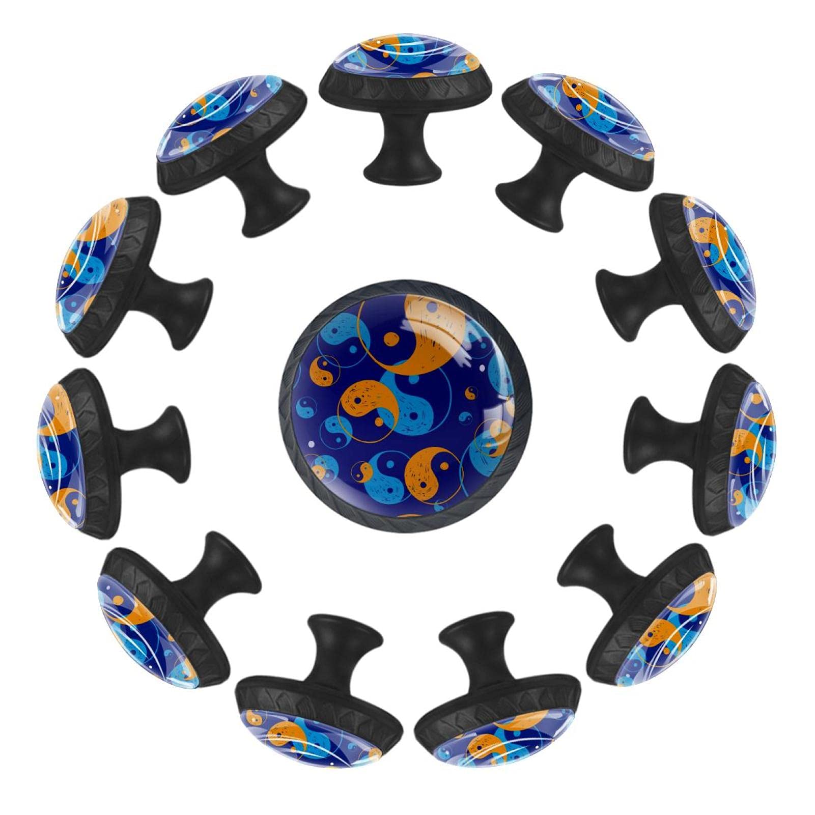 Boutons de tiroir ronds Yin Yang 35 mm : lot de 12 pour crèche et salle de jeux enfant