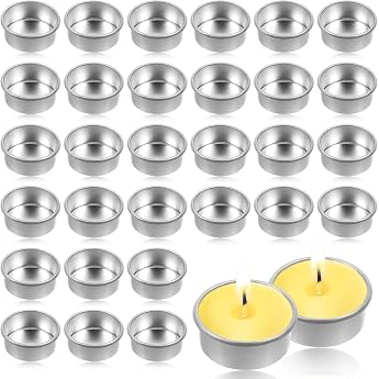 Pack of 30 Metal Tea Light Holders 40 mm Candle Holder Candle Cup Tea Light Tin Cup Silver Taper Candle Holder for Wedding Table Decoration Bottles Table Candle