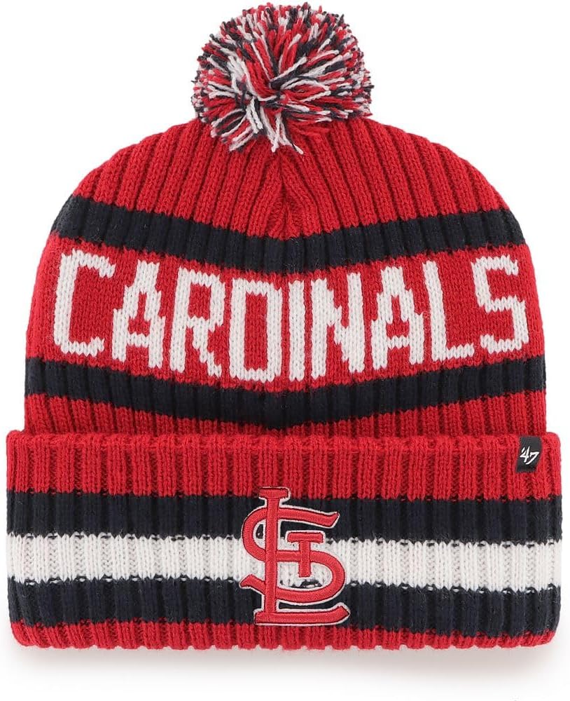 '47 MLB Unisex-Adult Primary Logo Bering Cuffed Knit Pom Beanie Hat