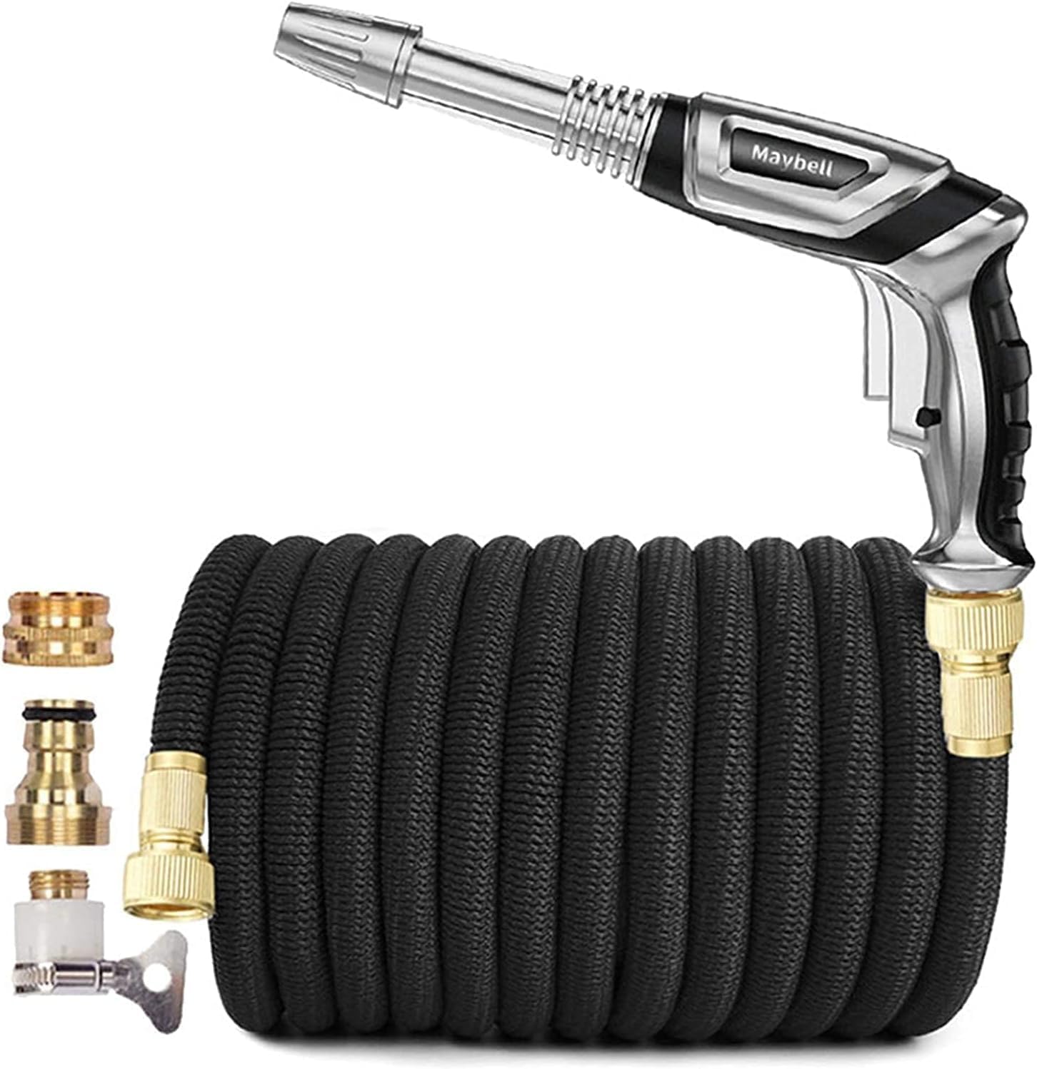 Tubo da giardino espandibile Magic flessibile con pistola ad acqua e raccordi in ottone per lavaggio auto, pressione a getto, tubo da giardino espandibile