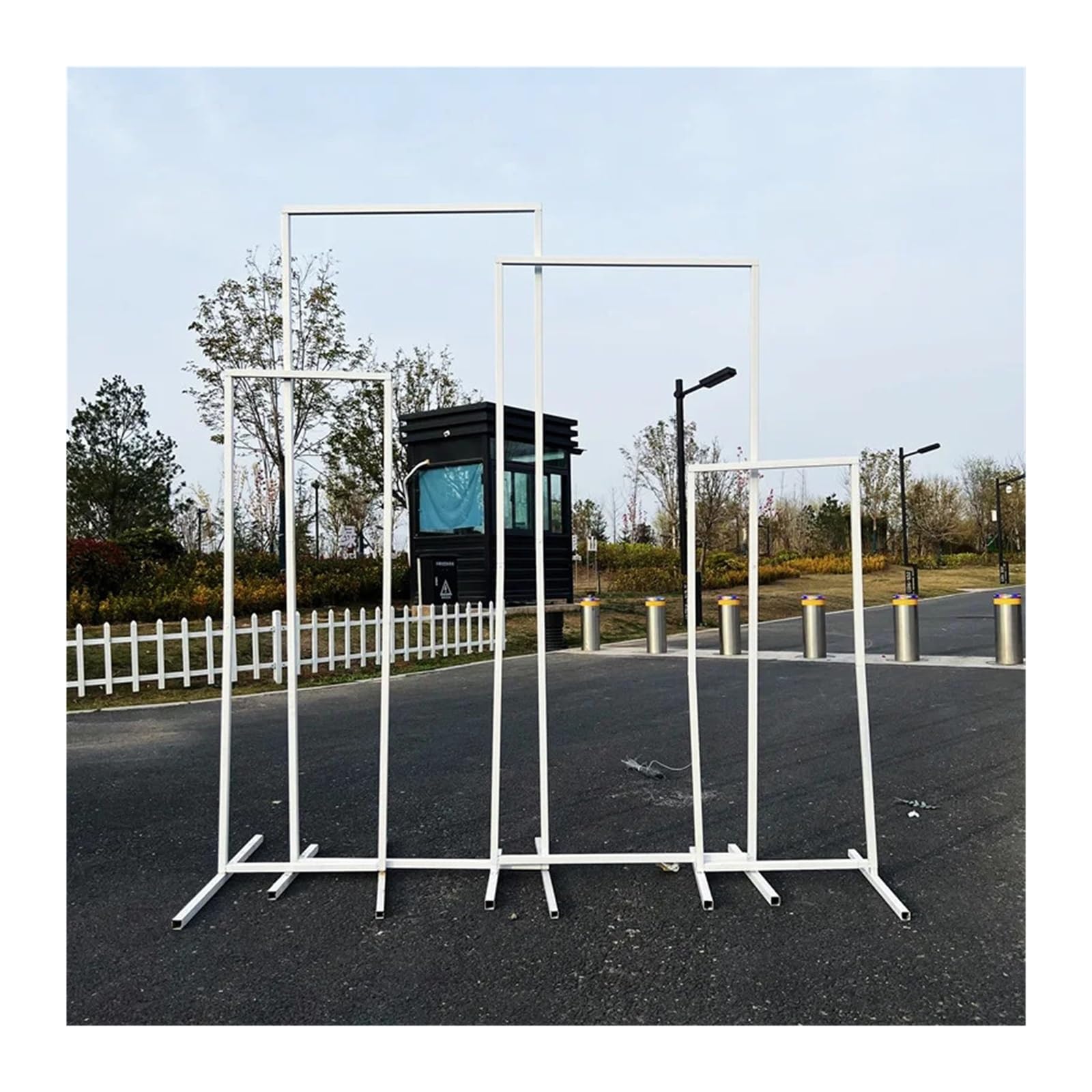 Genérico 4 Uds. Accesorios de Boda Estante de Pantalla de Hierro Marco Rectangular Arco de Flores Soporte de Cartel de Bienvenida guía de Carretera, decoración de Fondo de Escenario(White 4pcs)