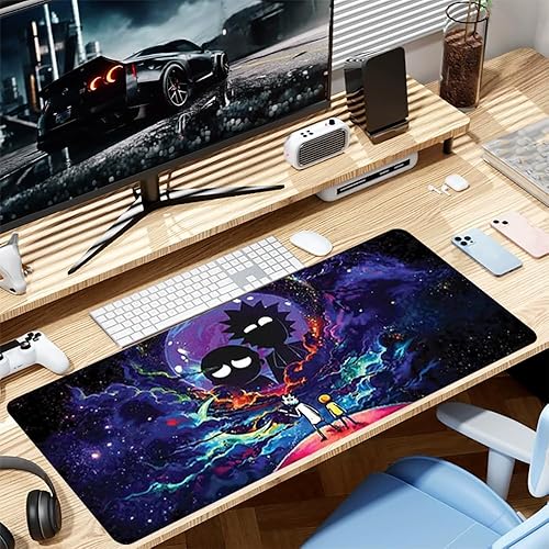 Miniatura 7 de YLKBZSG Alfombrilla de mouse de anime japonés con estrellas espaciales de cielo nocturno, cojín de mesa personalizado extendido, base de goma gruesa