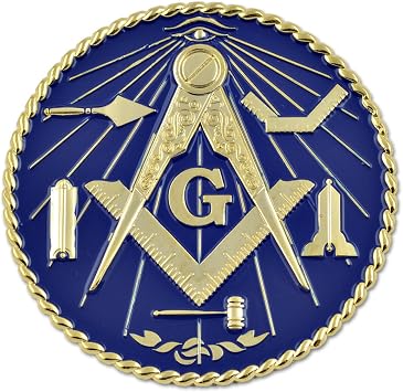 Working Tools Round Masonic Auto Emblem - [Blue & Gold][3 Diameter]
