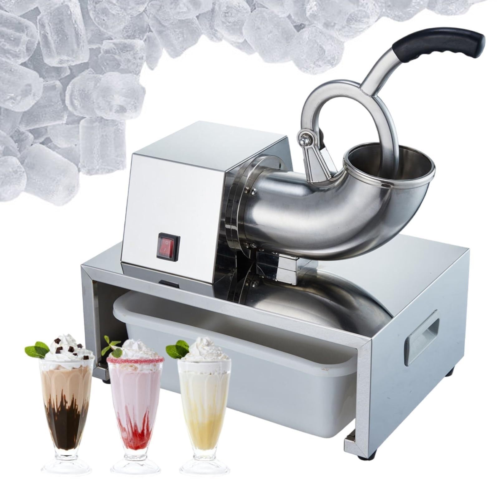 Zmjgll Cream Commercial Ice Crusher Ice Shaver 220Lbs/H, Electric Fluffy Snow Cone Maker, Electric Ice Shaver For Party Events, Family Gatherings,Easy To Use (110V)