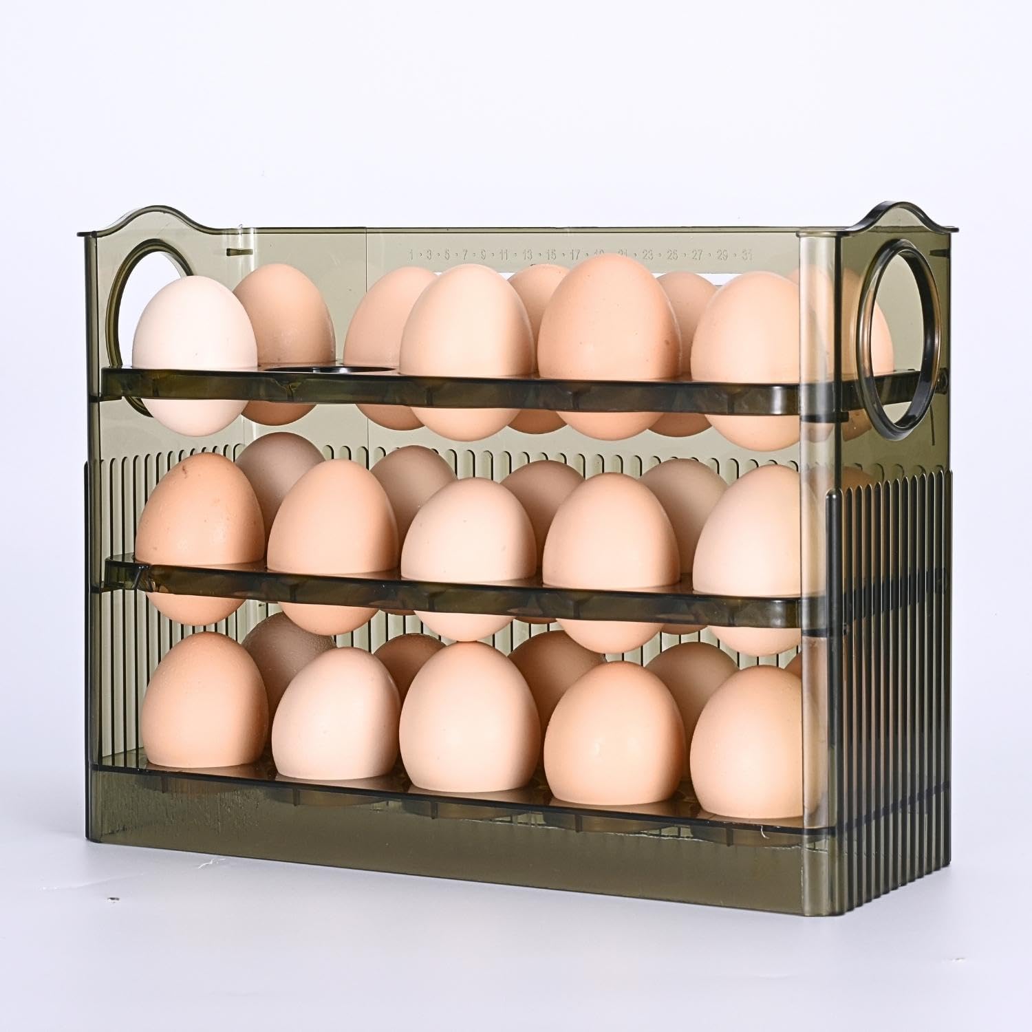 Amazon.com: Flexzion Egg Holder for Fridge Door - 3 Layer Auto Flip ...