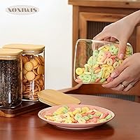 Vista 4 de 26oz 6PCS Rectangle Glass Pantry Containers with Lids, Glass Jars with Lids, Clear Food Storage Jars, Small Canister for Salt, Pepper, Spices, Nuts