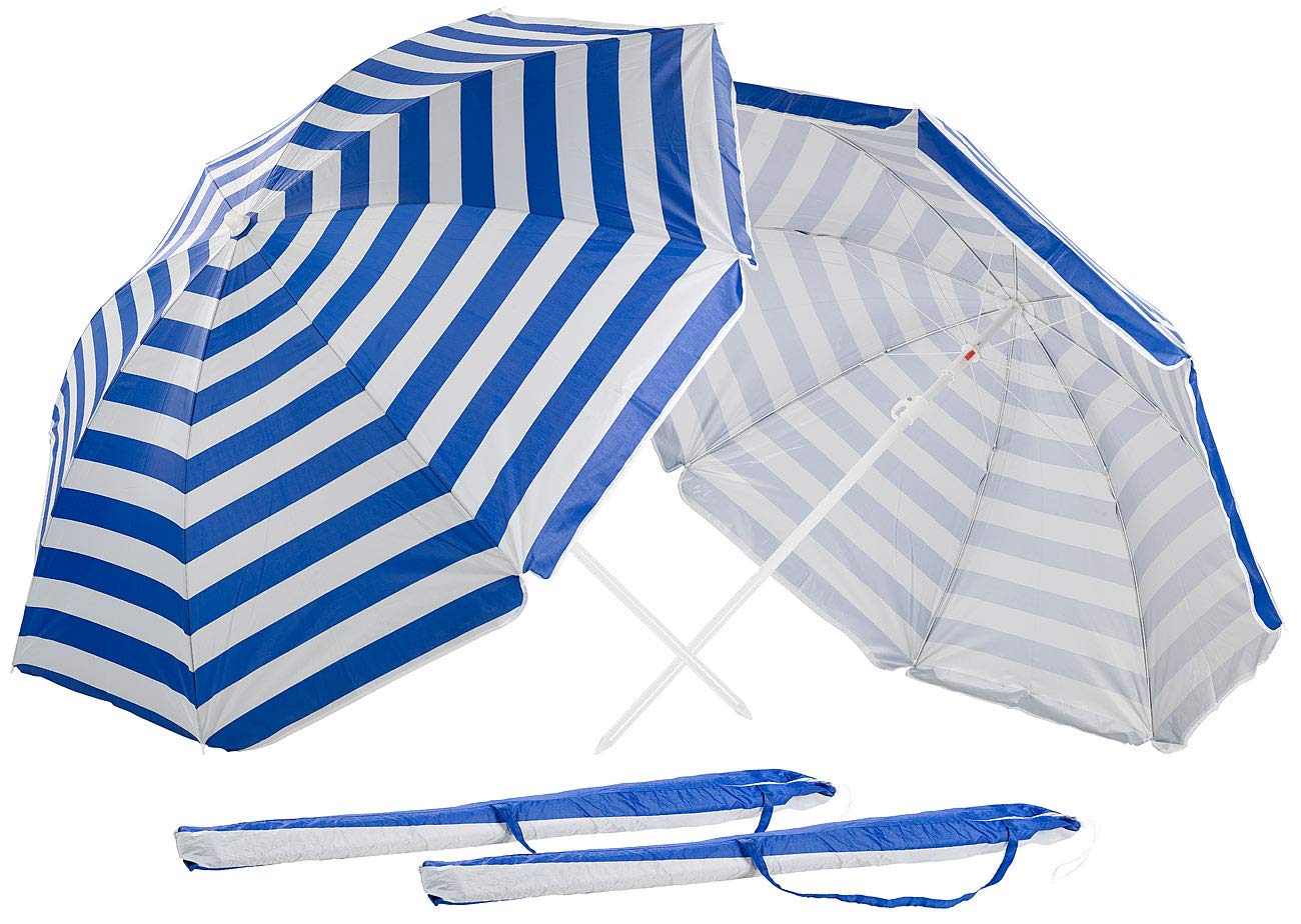 Royal Gardineer Reise Sonnenschirm: 2er-Set Sonnenschirme 2-teilig mit Sonnenschutz UV30+, Tasche, Ø160cm (Strandschirm, Strandschirme UV, Sichtschutz)