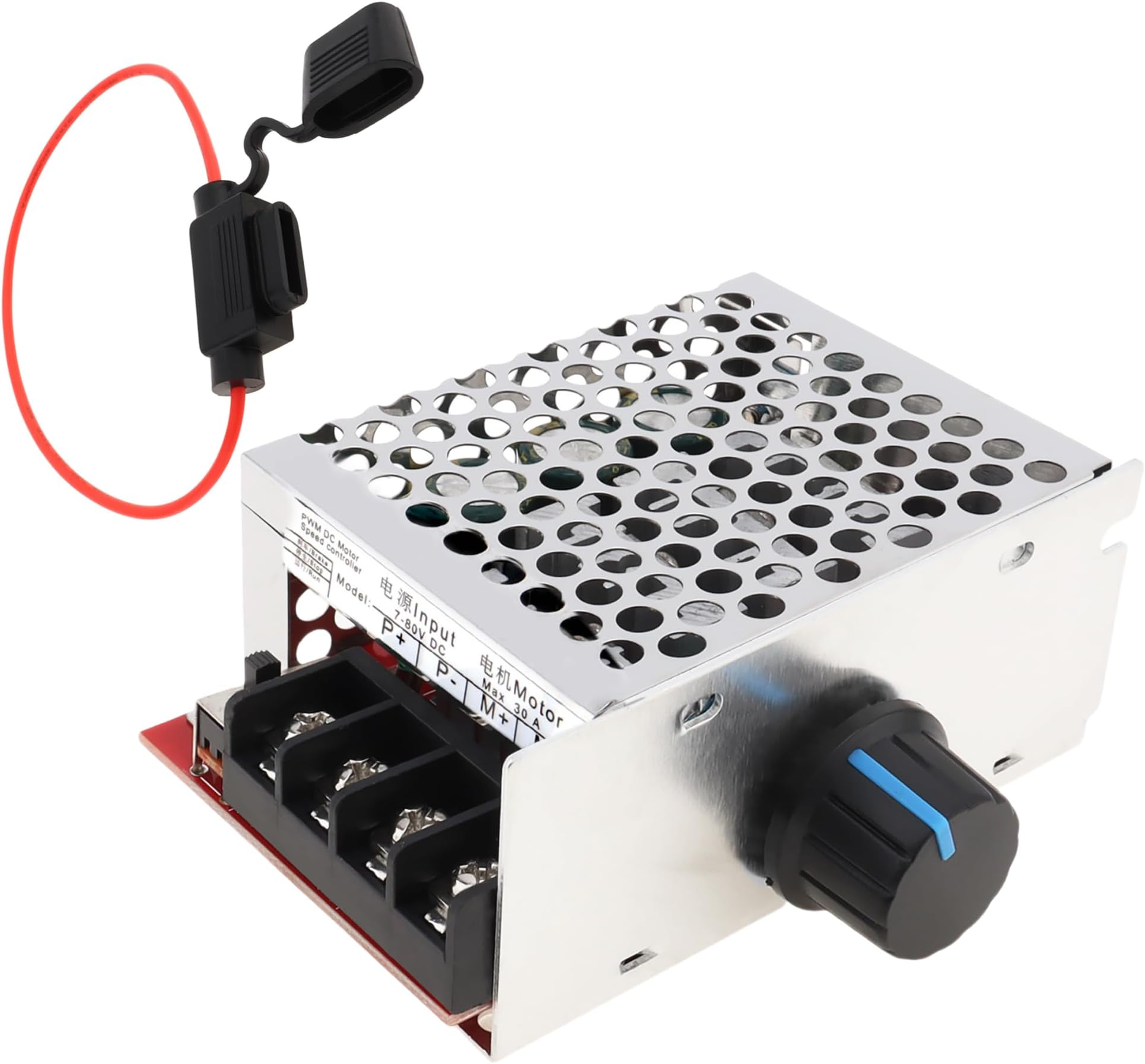 7-70V PWM DC Motor Speed Controller, 12V 24V 36V 48V 60V 70V Motor Speed Control Regulator with 30 Amp Fuse
