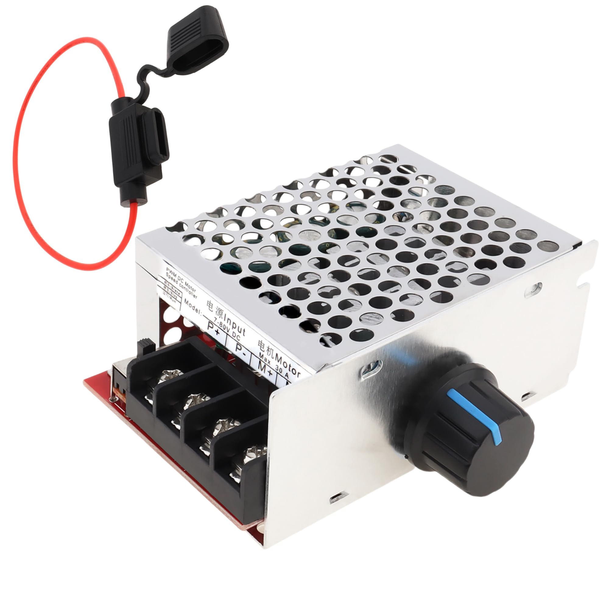 DiGiYes 7-70V PWM DC Motor Speed Controller, 12V 24V 36V 48V 60V 70V Motor Speed Control Regulator with 30 Amp Fuse