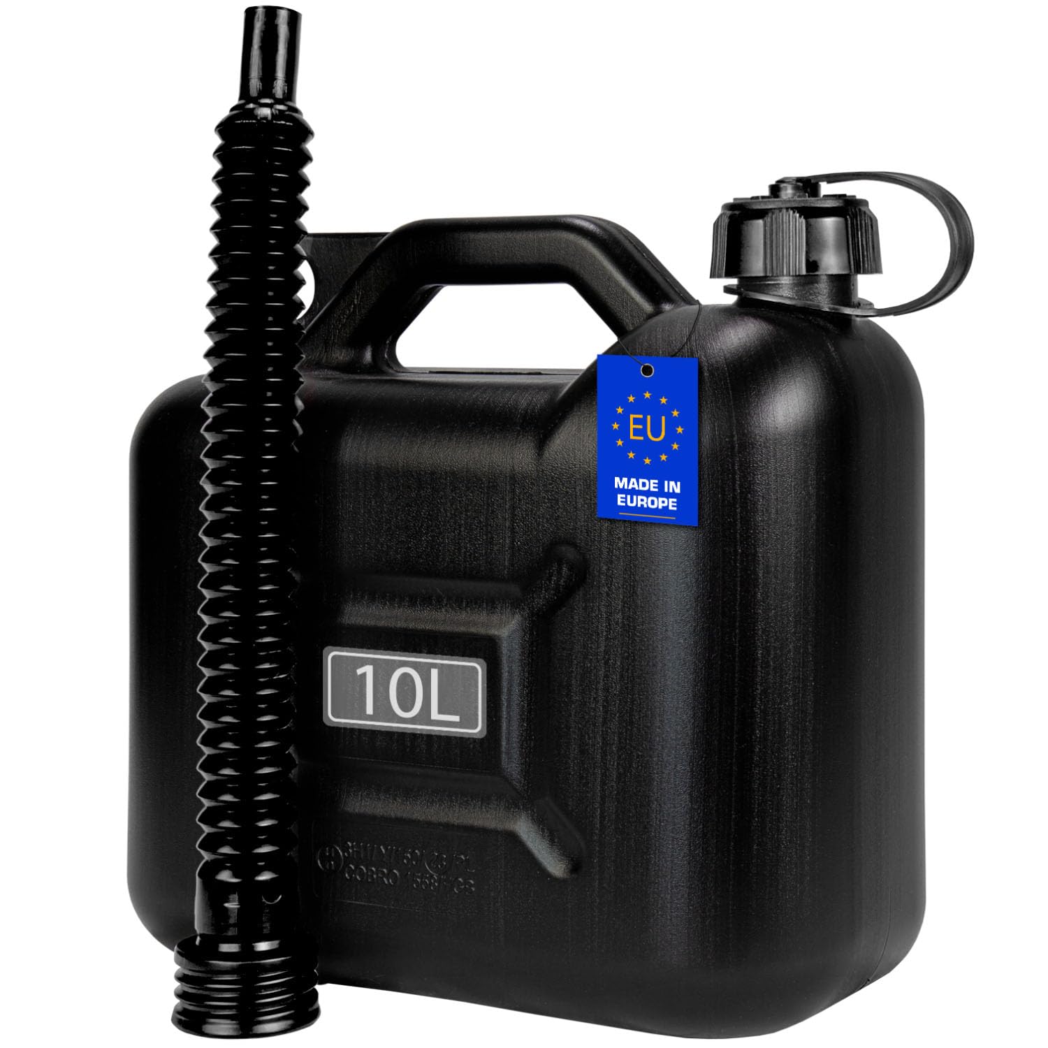 FIXKRAFT Benzinkanister Diesel Kanister mit Ausgießer & Verschluss Dieselkanister Reservekanister Benzin Kraftstoffkanister Kunststoff (Schwarz, 10 Liter)