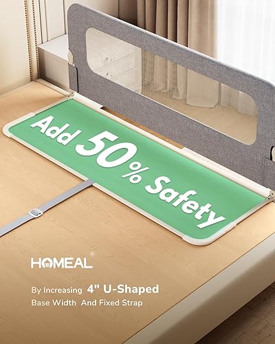 Miniatura 2 de HOMEAL Riel de cama para niños pequeños, rieles plegables extra largos de 59 x 24 pulgadas para cama King, Queen, individual, matrimonial, doble,