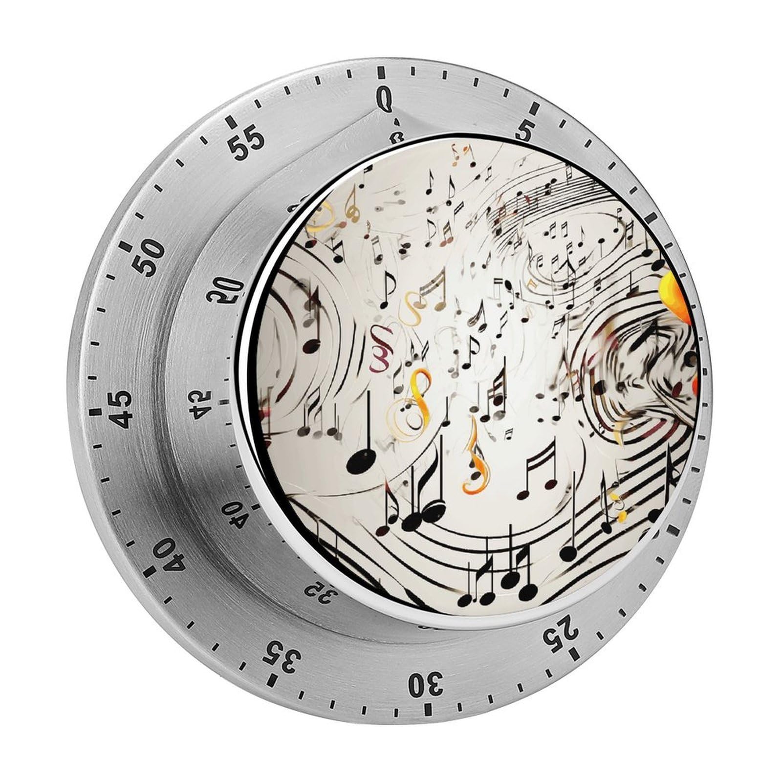 Mechanical Kitchen Timer with Music Note Printing, Stainless Steel Magnetic Countdown Timer, Cooking Timer with Loud Alarm for Baking, Cooking