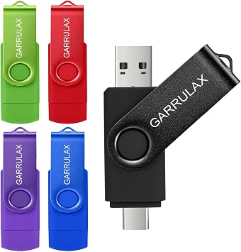 USB Flash Drive, 32GB 2 in 1 OTG Type C USB 2.0 Rotatable Memory Stick Date Storage Pendrive Thumb for Android Smartphones, MacBook, Tablets, PC 5 Pack
