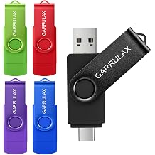 USB Flash Drive, 128GB 2 in 1 OTG Type C USB 2.0 Rotatable Memory Stick Date Storage Pendrive Thumb for Android Smartphones, MacBook, Tablets, PC 5 Pack