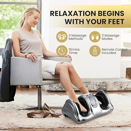 Miniatura 2 de WELLHUT Máquina masajeadora de pies Shiatsu, masajeador de pies y pantorrillas para tobillo, brazo de pierna de pantorrilla, rodillo de amasado