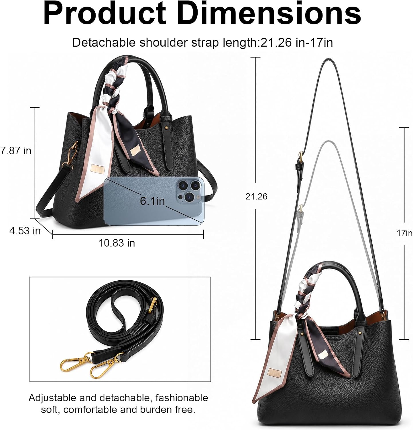 GOIACII Top Handle Bags for Women Crossbody Shoulder Purses Satchel Handbags with Removable Strap for daily work
