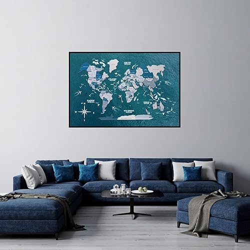 Miniatura 9 de ENJOY THE WOOD Framed World Map Wall Art Wood Travel Decor 3D World Map On Board Wall Rustic Decoration Housewarming Gift (Medium, Board, Cruise)