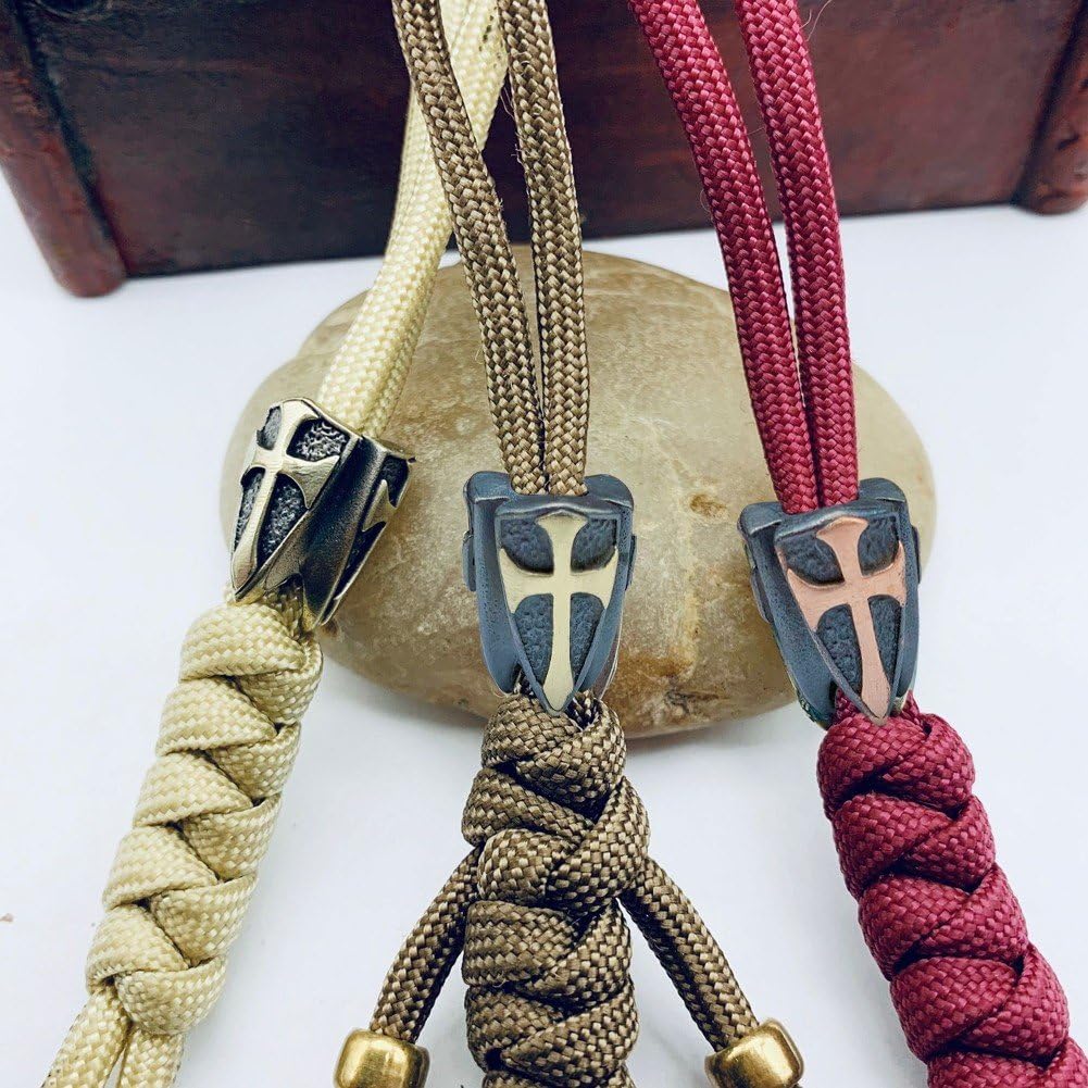Krzyż szyld mosiądz nóż, koraliki, parasol, lina, wisiorek, koraliki, linki paracord, koraliki DIY, naszyjnik, plecak, zawieszka