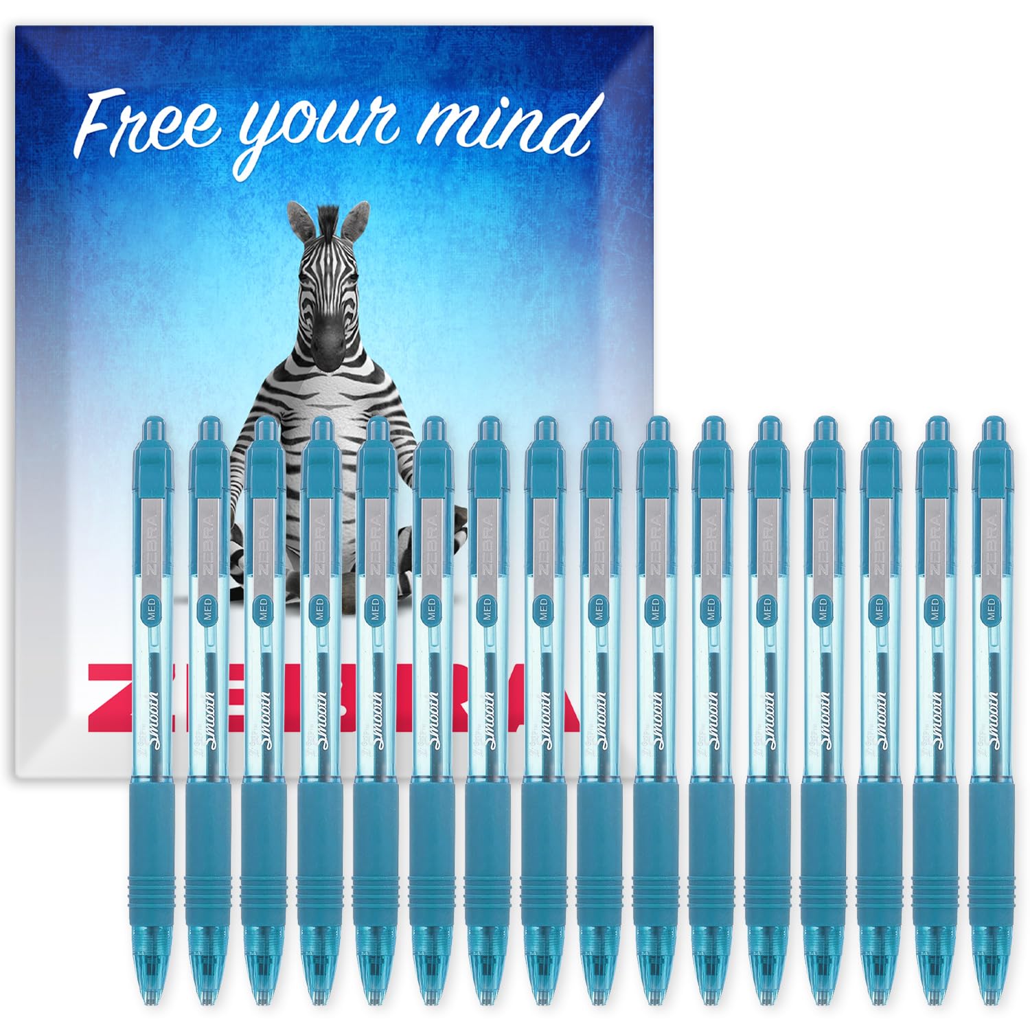 Zebra Z-Grip Smooth Ink Retractable Ballpoint Pen - 1.0mm Nib - Pack of 16 Pens - In Envelope Gift Packaging (Light Blue) — image 1