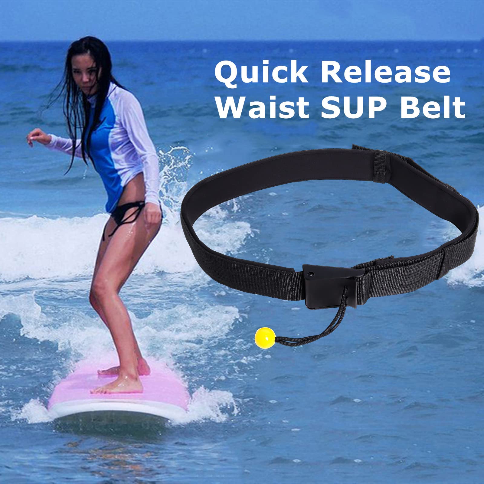 Gekufa SUP Waist Leash Quick Release Adjustable Waist Belt Leash for all Stand Up Paddle Board Coil Leashes Water Sport Surf
