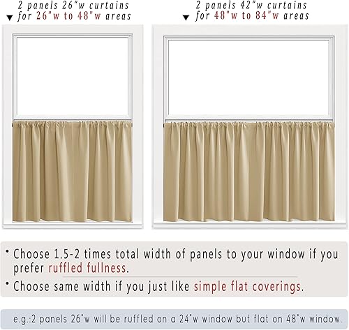 Miniatura 2 de Cortinas opacas de 42 pulgadas de ancho para cafetería, 36 pulgadas de largo, para estantes, RV, baño, cocina, oscurecimiento de la habitación, con