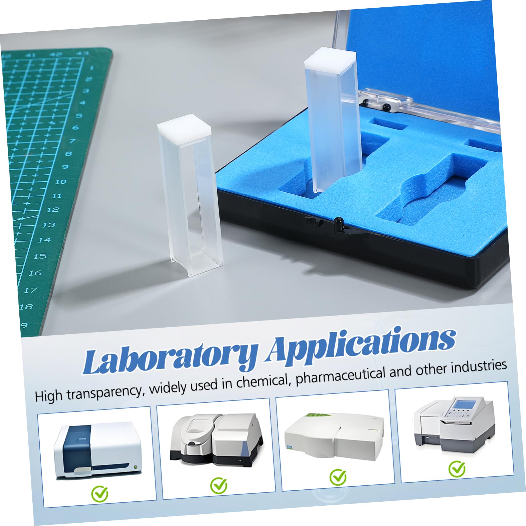 Ciieeo Cubeta de Cuarzo para Espectrofotómetro, 2 Piezas, 3,5 Ml, Longitud de Trayectoria 10 MM, Alta Transparencia para Laboratorio