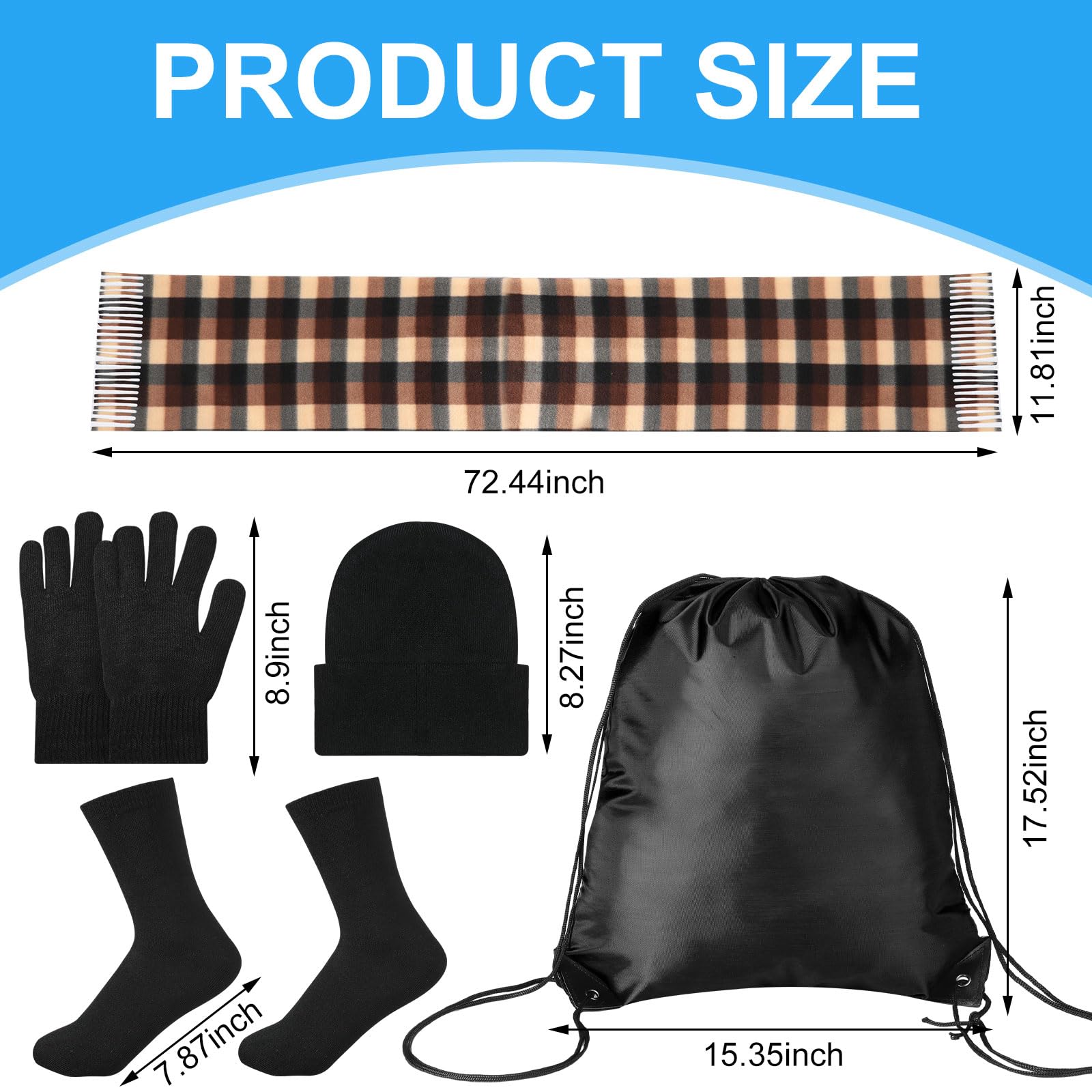 Suhine 72-teiliges Homeless Care Survival Kit - Warme Decke, Mützen, Schals, Kordelzugbeutel, Handschuhe und Socken - Mehrfarbig, Unisex - Obdachlosen-Kit