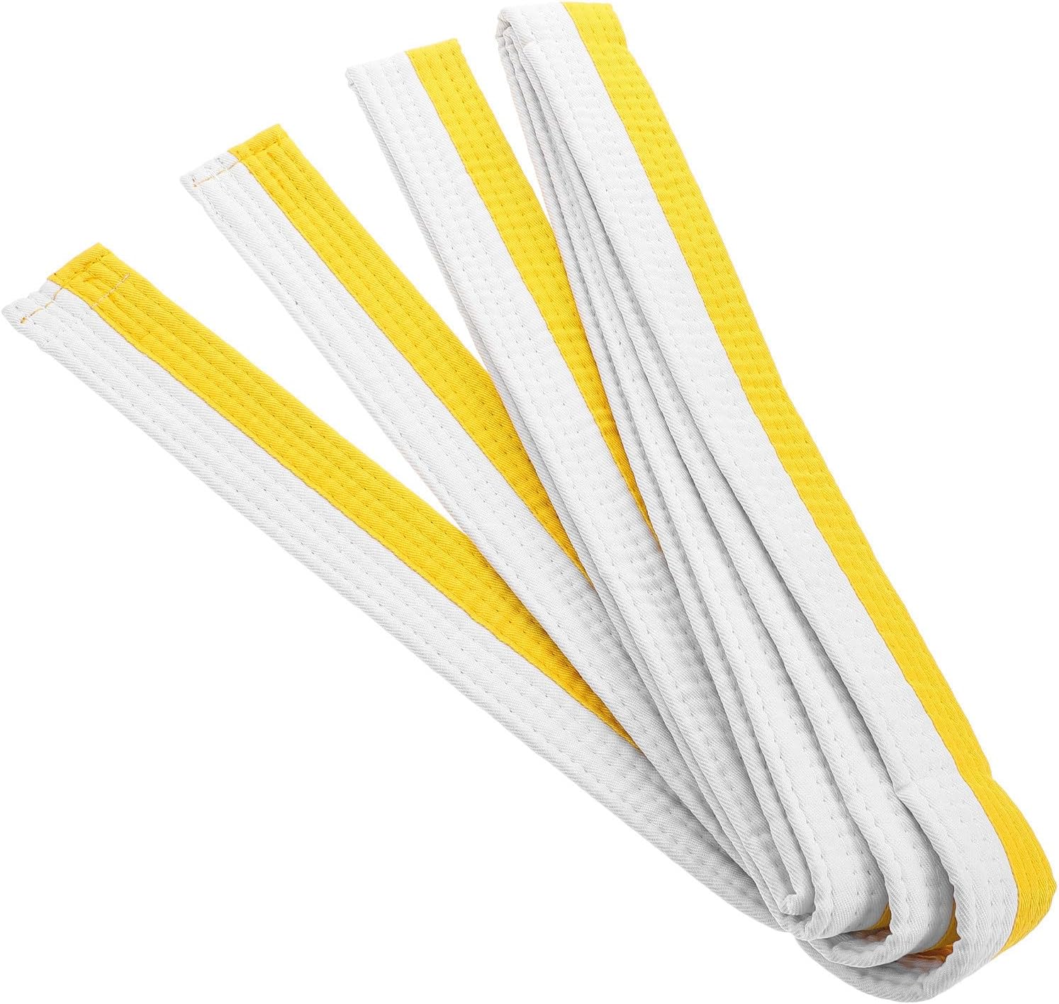 Yardwe Yellow Martial Arts Belt for Students Made of Cotton Adjustable Length Essential for Grading and Martial Arts Training