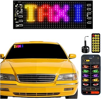 LED Sign for Car-7''x3'' Flexible USB 5V Digital Sign, Programmable LED Display, App Control Custom Text Pattern Animation for Store Car Bar Hotel