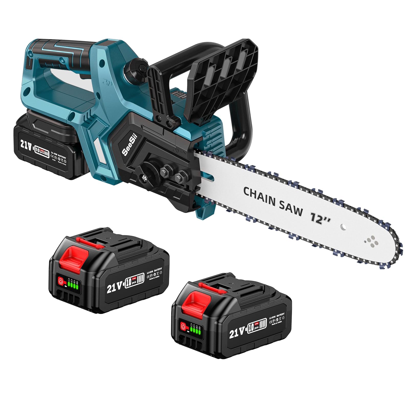 Amazon.com : Seesii Mini Chainsaw Cordless 12-inch: 2× 4.0Ah