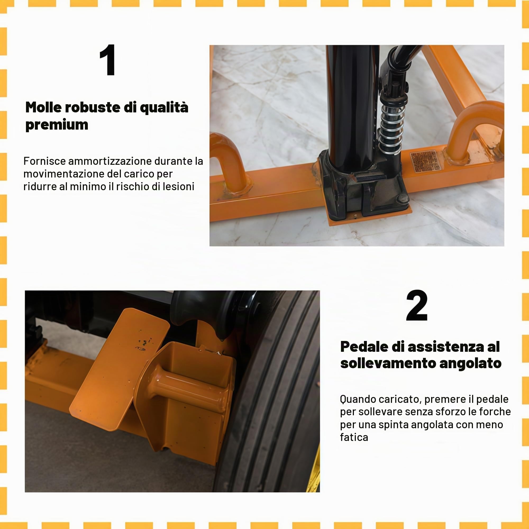 Transpallet manuale con funzione di sollevamento, portata 440 libbre, adatto alla movimentazione di merci in piccole imprese e ambienti industriali.